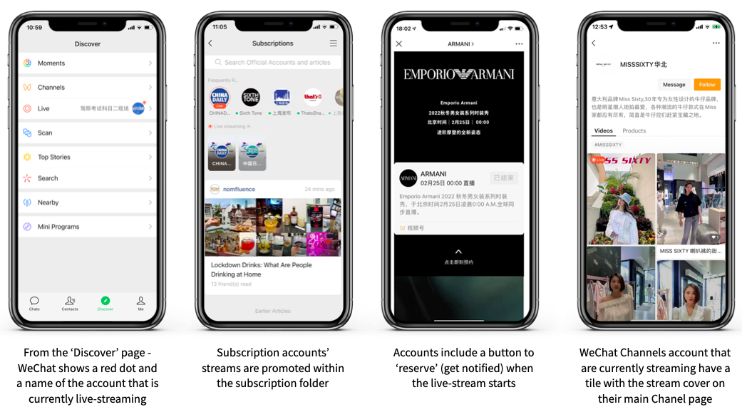 WeChat Channels Live Streaming Discovery Touchpoints